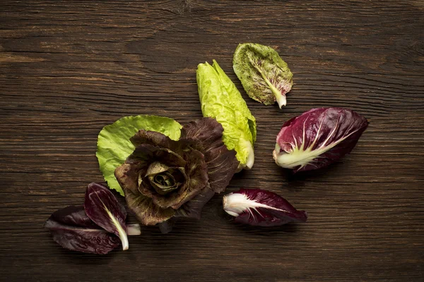 Salatblätter mit Radicchio — Stockfoto