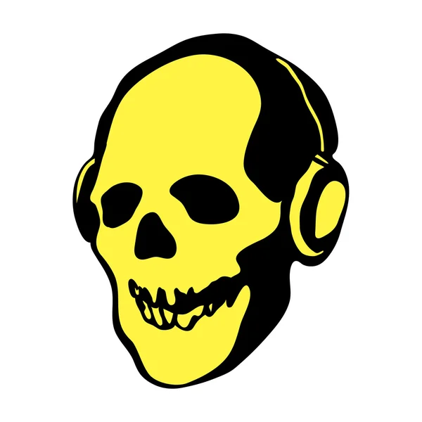 Skull in earphones — Stock Vector