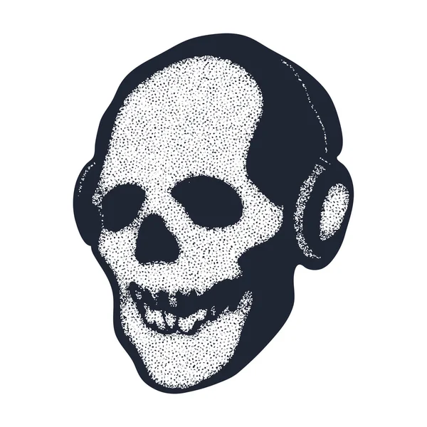 Skull in earphones — Stock Vector