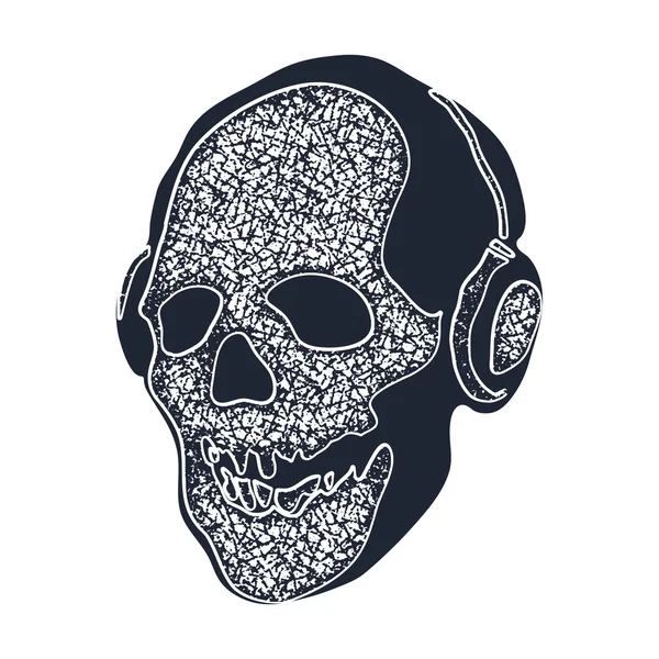 Skull in earphones — Stock Vector