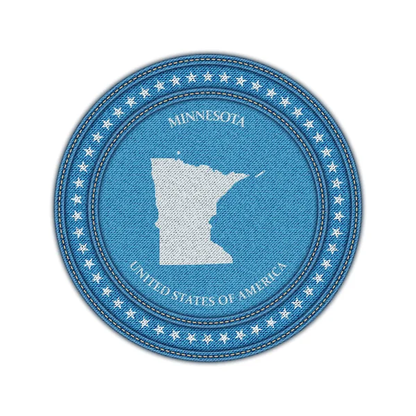 Label with map of minnesota. Denim style. — Stock Vector