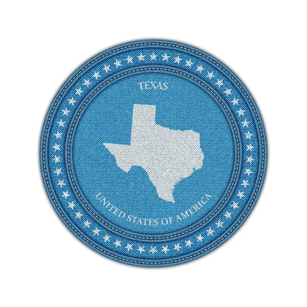 Label with map of texas. Denim style. — Stock Vector