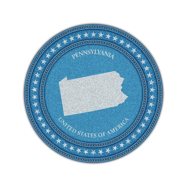 Label with map of pennsylvania. Denim style. — Stock Vector