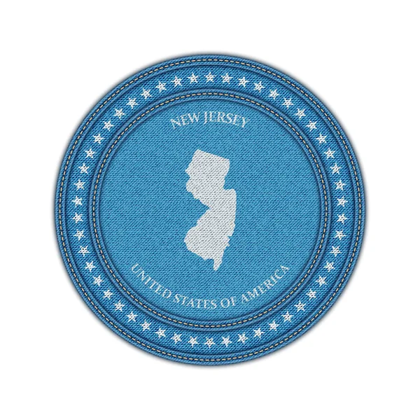 Label with map of new jersey. Denim style. — Stock Vector