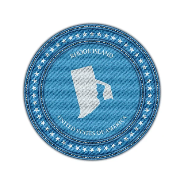 Label with map of rhode island. Denim style. — Stock Vector