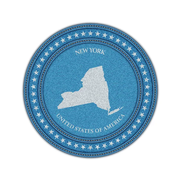 Label with map of new york Denim style. — Stock Vector