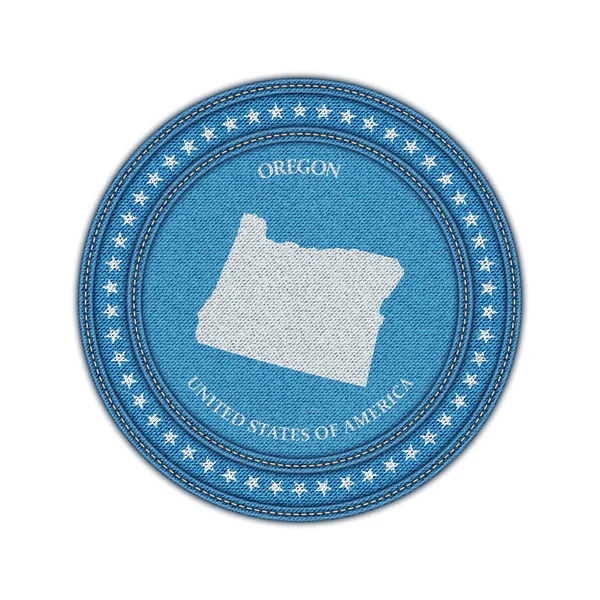 Label with map of oregon. Denim style. — Stock Vector