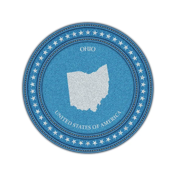 Etiketti, jossa on Ohion kartta. Denim-tyyli . — vektorikuva