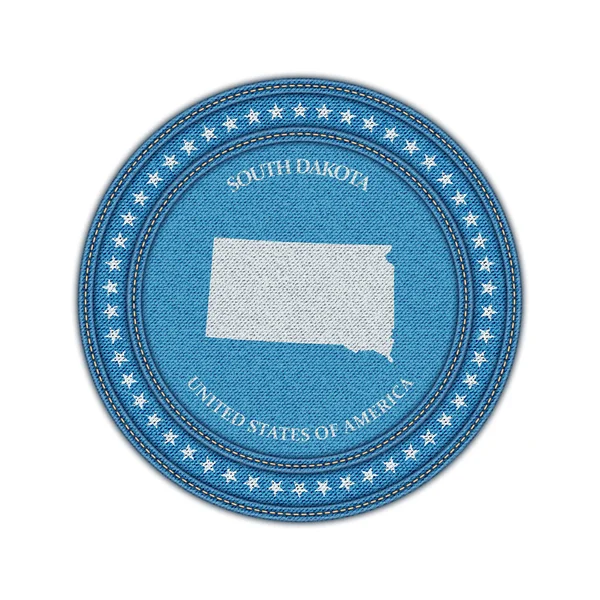 Label with map of south dakota. Denim style. — Stock Vector