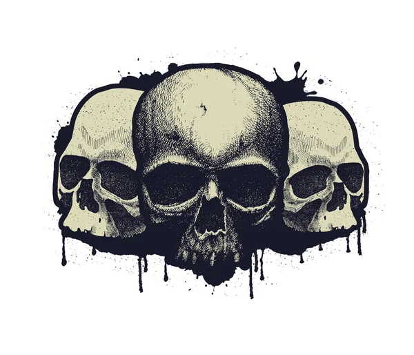 Crâne humain noir et blanc — Image vectorielle