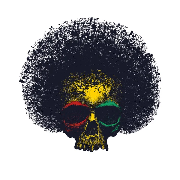 Disegno grafico del cranio reggae . — Vettoriale Stock