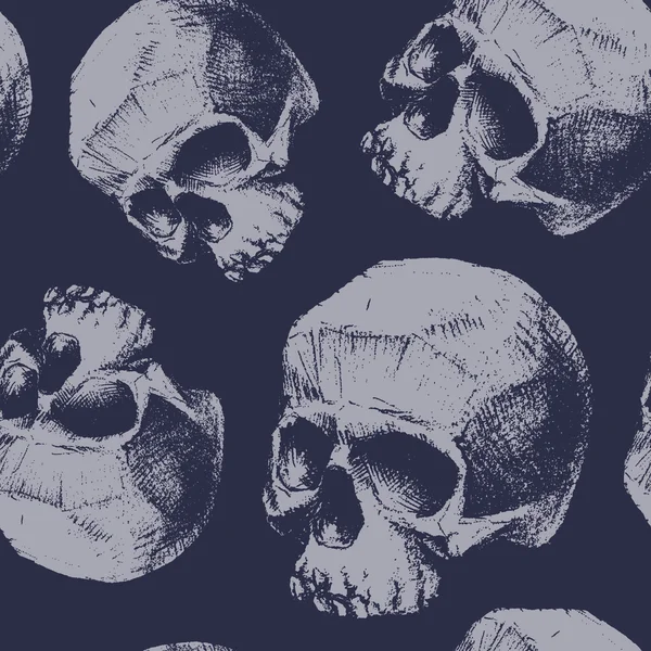 Гранж бесшовный рисунок с черепами . — стоковый вектор