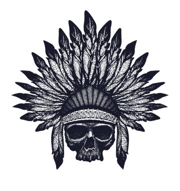 skull indian chief hand drawing style clipart