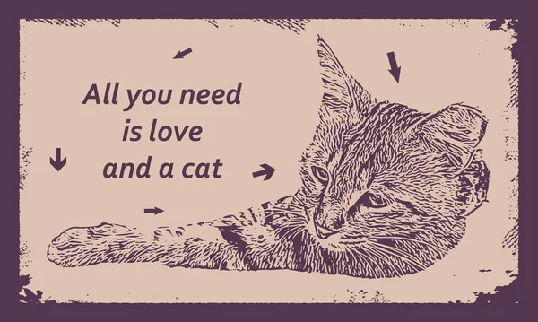 Csak szeretetre és macskára van szükséged. — Stock Vector