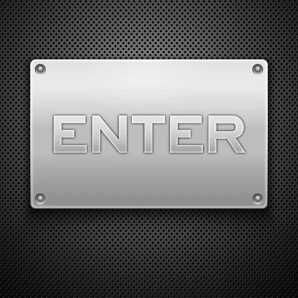 Metallische Platte mit Enter-Beschriftung. Vektorabbildung eps10 — Stockvektor