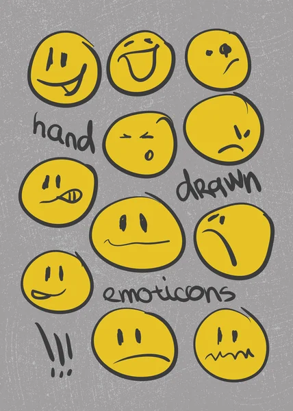 Emoticons. vector set. hand getrokken. eps8 — Stockvector