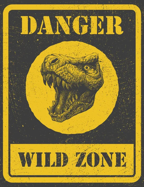 Panneau d'avertissement. signal de danger avec un dinosaure. EPS 8 — Image vectorielle