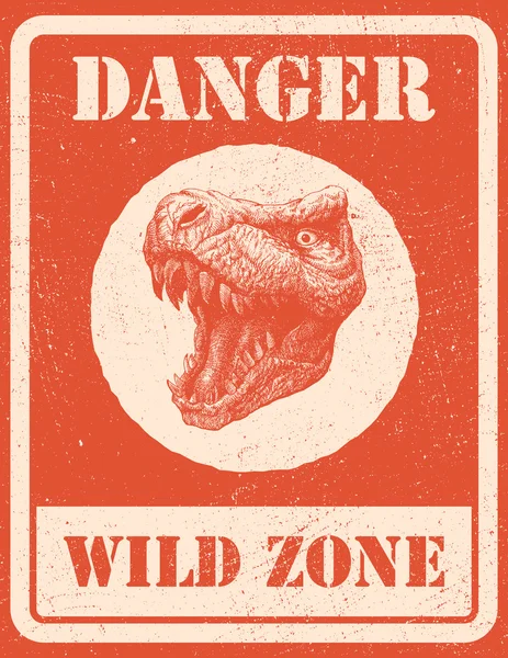 Panneau d'avertissement. signal de danger avec un dinosaure. EPS 8 — Image vectorielle