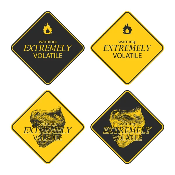 Yellow warning and danger signs collection — Stock Vector