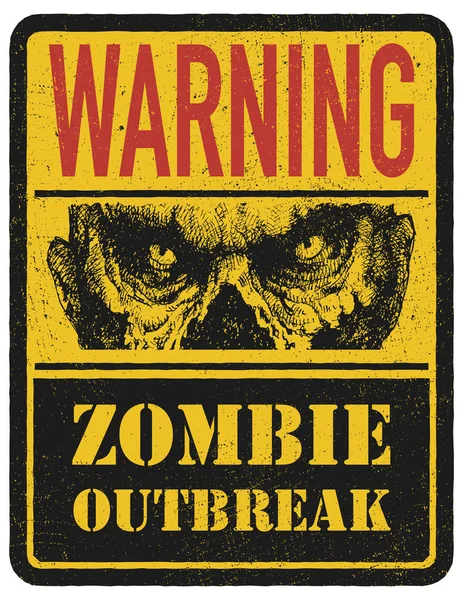 Zombie. Warning sign. Hand drawn. Vector illustration eps8 — Stock Vector