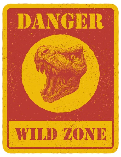 Panneau d'avertissement. signal de danger avec un dinosaure. EPS 8 — Image vectorielle