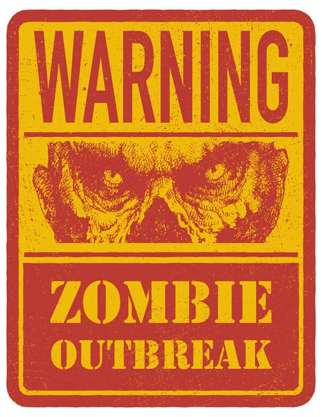 Zombie. Warning sign. Hand drawn. Vector illustration eps8 — Stock Vector