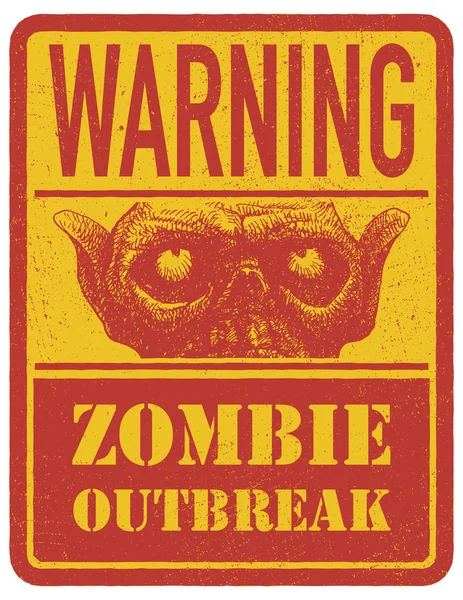 Zombie. Warning sign. Hand drawn. Vector illustration eps8 — Stock Vector