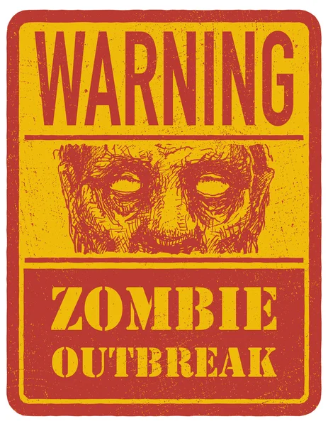 Zombie. Warning sign. Hand drawn. Vector illustration eps8 — Stock Vector