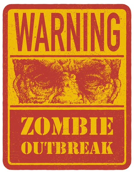 Zombie. Warning sign. Hand drawn. Vector illustration eps8 — Stock Vector