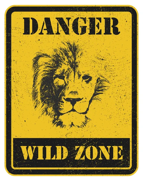 Warning sign. danger signal with lion — Stock Vector