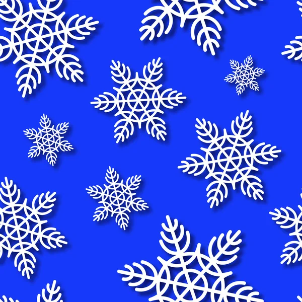 Snowflakes Seamless Blue Vector Background — Stock Vector