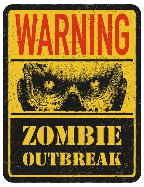 Zombie. Warning sign. Hand drawn. Vector illustration eps8 — Stock Vector