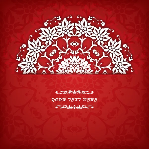 Borda ornamental floral círculo vetorial abstrato. Design de padrão de renda. Ornamento branco no fundo azul. Pode ser usado para banner, web design, cartões de casamento e outros — Vetor de Stock