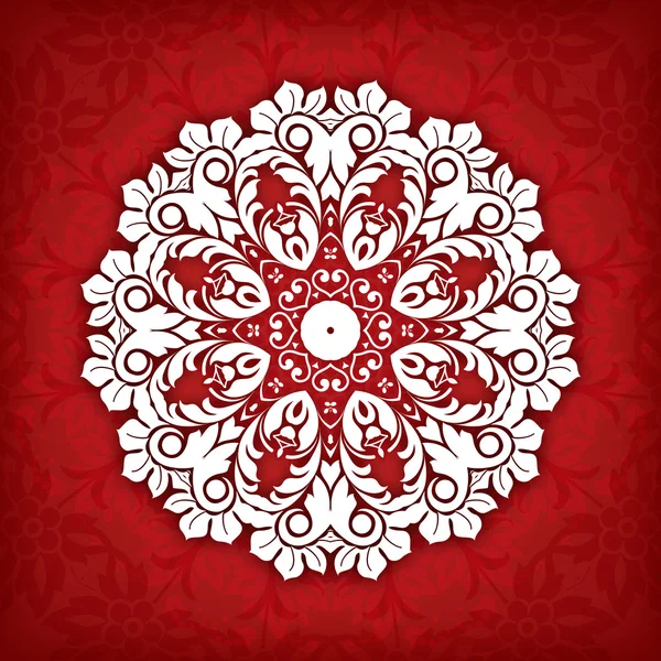 Círculo vectorial abstracto borde ornamental floral. Diseño de patrón de encaje. Adorno blanco sobre fondo azul. Se puede utilizar para banner, diseño web, tarjetas de boda y otros — Vector de stock