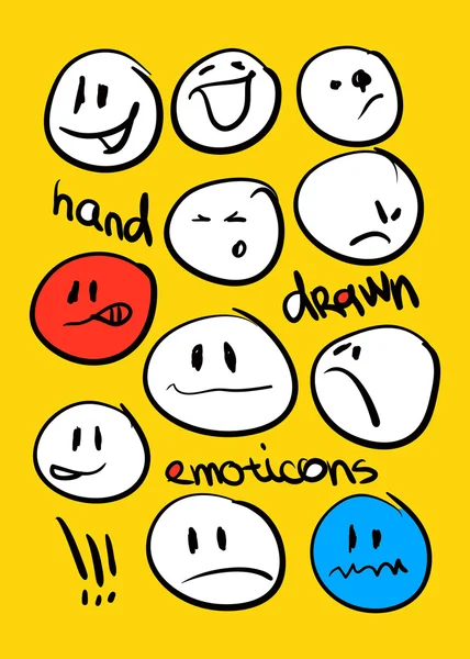 Set di emoticon disegnate a mano — Vettoriale Stock