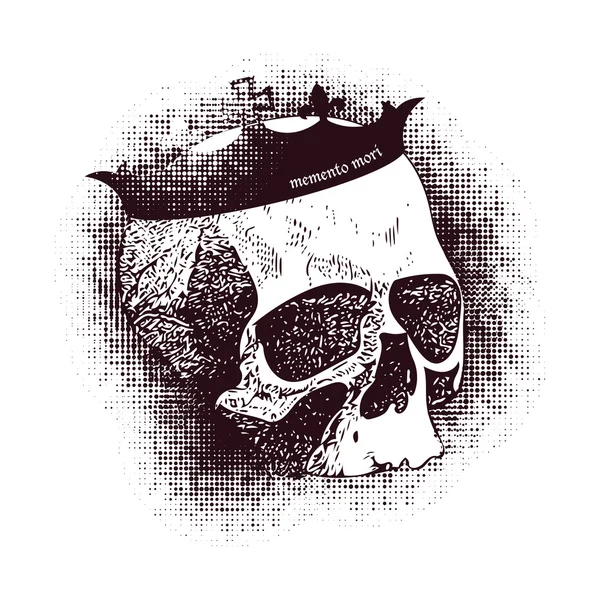 Векторный белый череп на черном фоне в стиле гранж — стоковый вектор