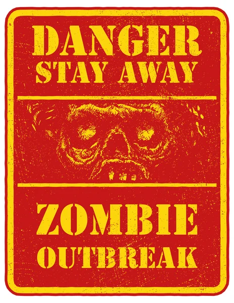 Poster Zombie Outbreak. Sign board with zombie face. Vector illustration. Eps8 — Stock Vector