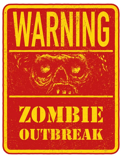 Poster Zombie uitbraak. Teken boord met zombie gezicht. Vectorillustratie. Eps8 — Stockvector