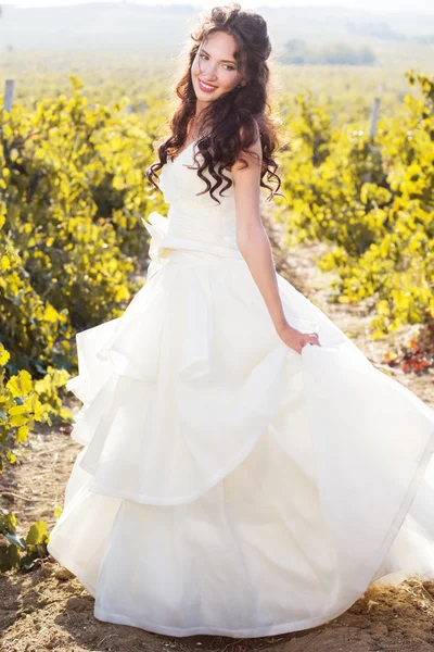 Bride in a vineyard, autumn — Stock Photo, Image