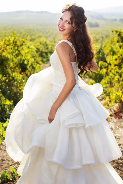 Bride in a vineyard, autumn — Stock Photo, Image