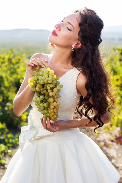 Bride in a vineyard, autumn — Stock Photo, Image