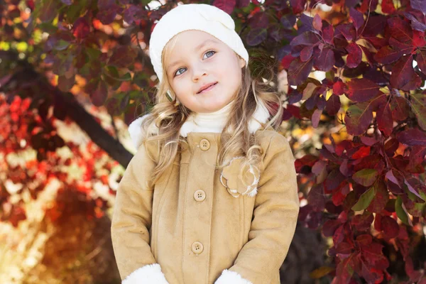 Sevimli küçük kız kış giysileri giyiyor — Stok fotoğraf
