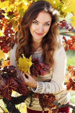 Üzüm bağ güzel genç bayan