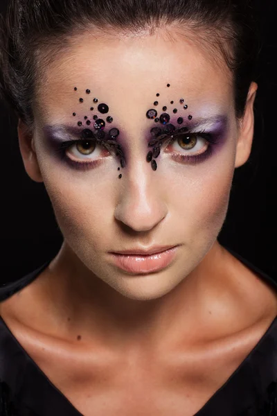 Yaratıcı makyaj kız closeup portresi — Stok fotoğraf