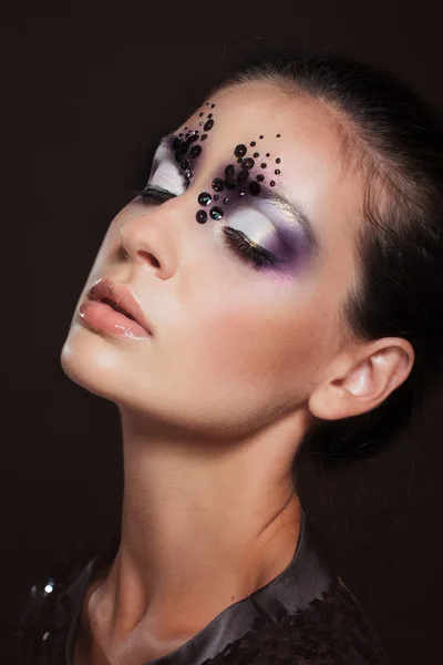 Closeup portrait of girl with creative makeup — Stock Photo, Image