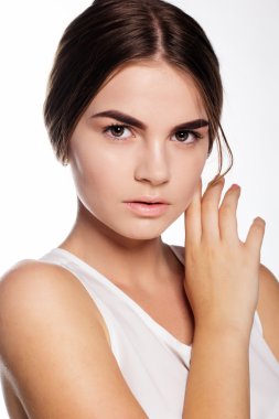 Güzel genç kız çıplak makyaj ile