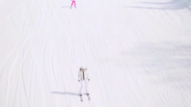 Ski Track With Chair Lift Resort In Mountains In Slowmotion