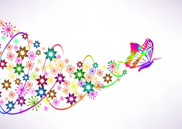 Abstract vector background with butterfly and flowers Stock Illustration