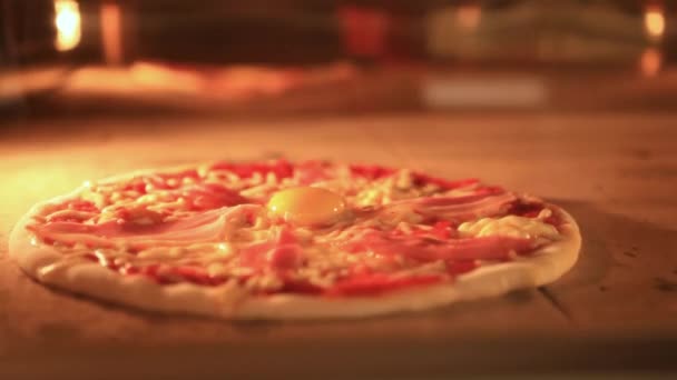 Timelapse speed up of italian pizza baking in traditional oven. Closeup. HD. 1920x1080