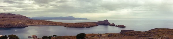 Lindos bay panorama — Zdjęcie stockowe
